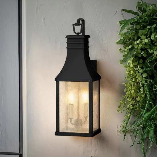 Beacon Hill 2-Lt medium utomhus vägglampa svart/klart glas 58,4cm IP44