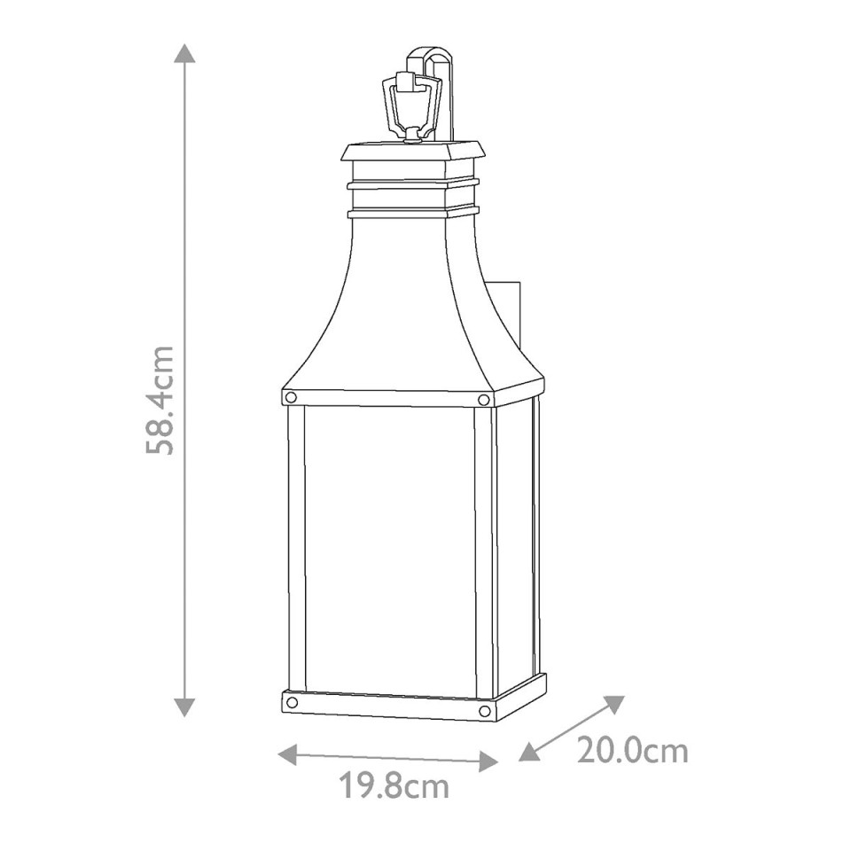 Beacon Hill 2-Lt medium utomhusvägglampa svart/klart glas 58,4cm IP44
