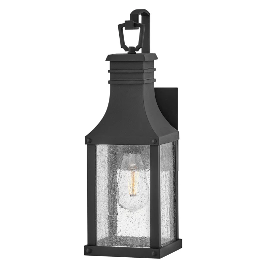 Beacon Hill 1-Lt liten utomhus vägglampa svart/klart glas 45,7cm IP44