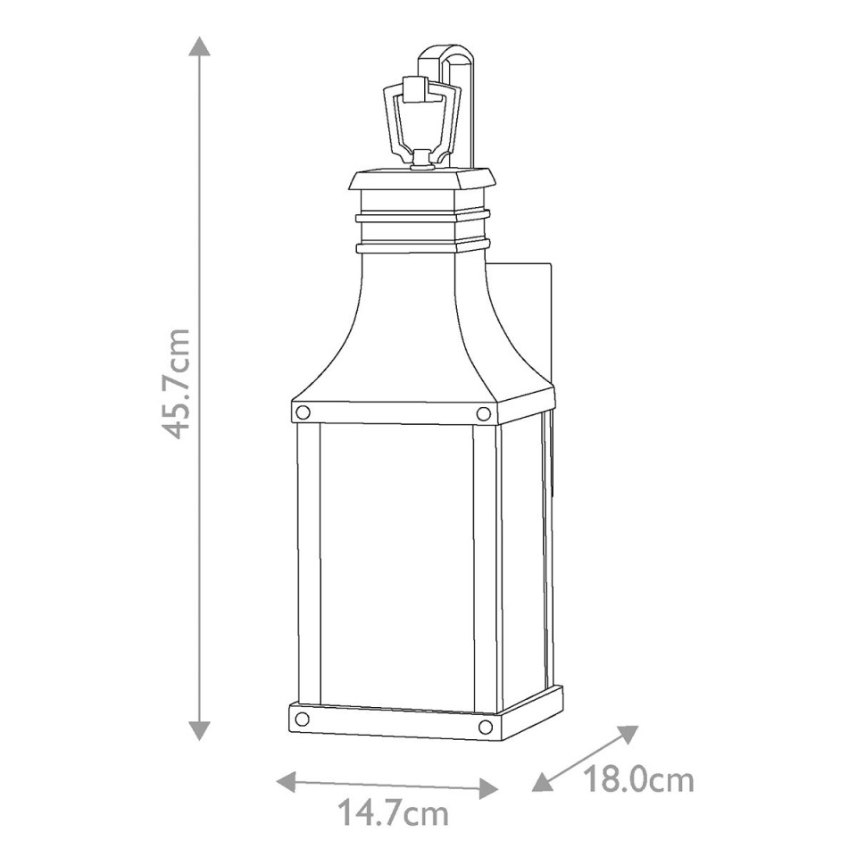 Beacon Hill 1-Lt Small Outdoor Wall Lantern Museum Black/Clear 45.7cm IP44