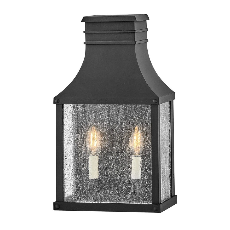Beacon Hill 2-Lt utomhusvägglampa svart/klart glas 43,9cm IP44