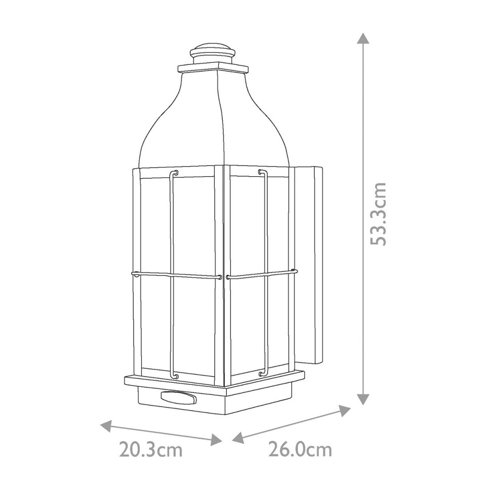 Bingham 3-Lt Large Outdoor Wall Lantern Sienna/Glass 53.3cm IP44