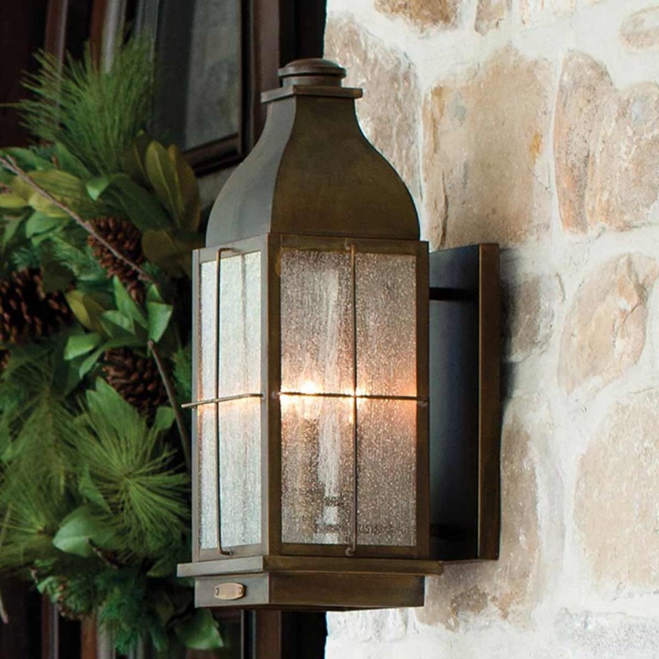 Bingham 3-Lt Medium Outdoor Wall Lantern Sienna/Glass 40.6cm IP44