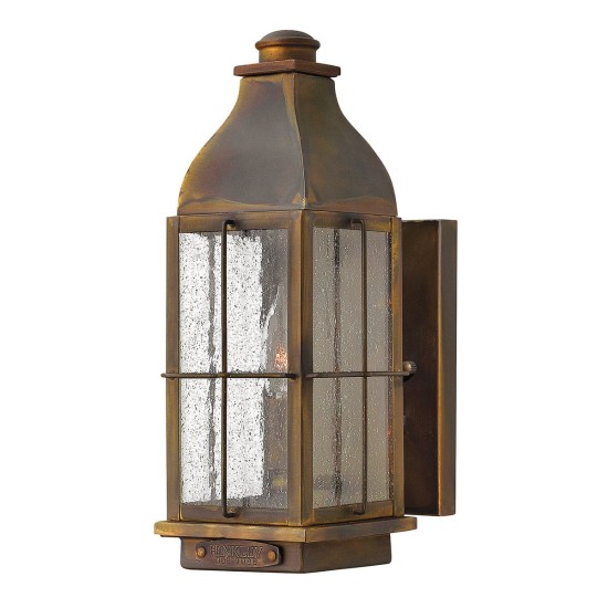Bingham 1-ljus liten utomhus vägglampa sienna/glas 31,8 cm IP44