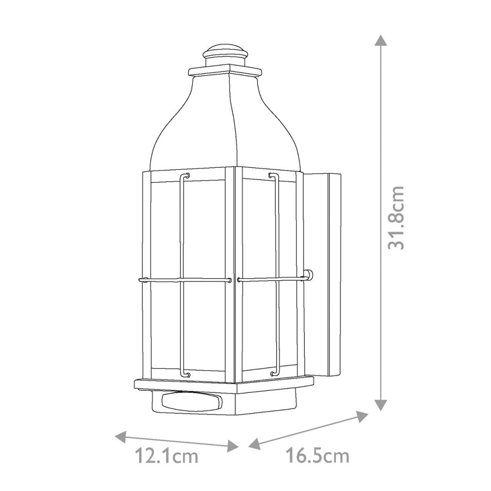 Bingham 1-Lt Small Outdoor Wall Lantern Sienna/Glass 31.8cm IP44