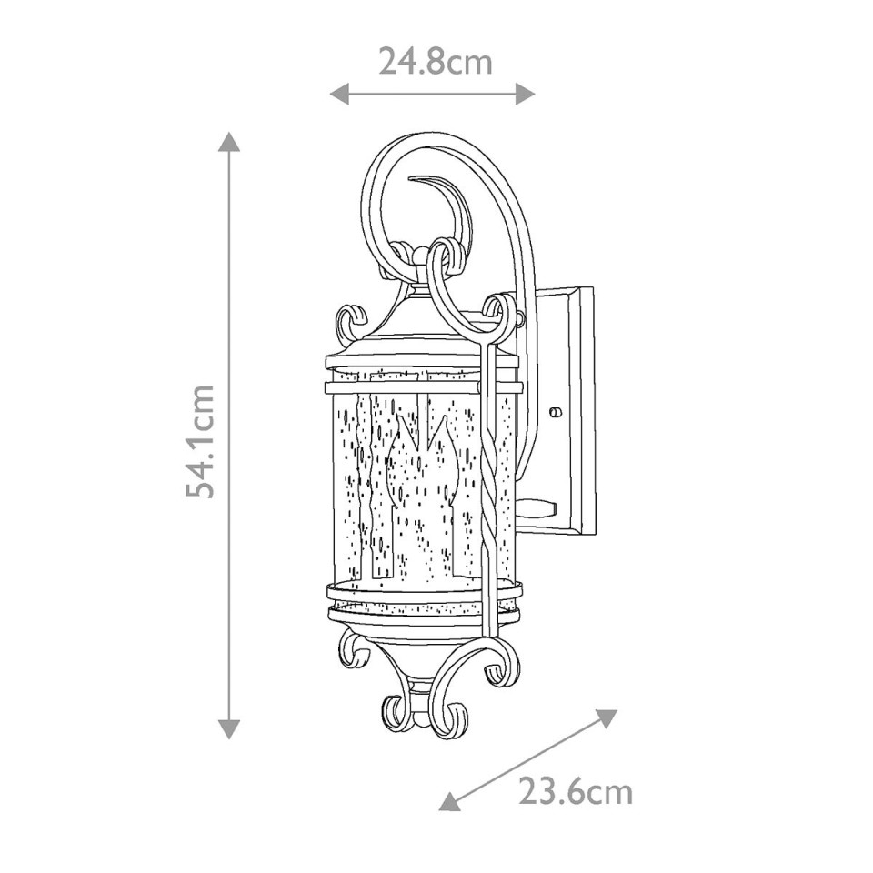 Casa 2-Lt Outdoor Wall Light Olde Black/Clear 54.1cm IP44