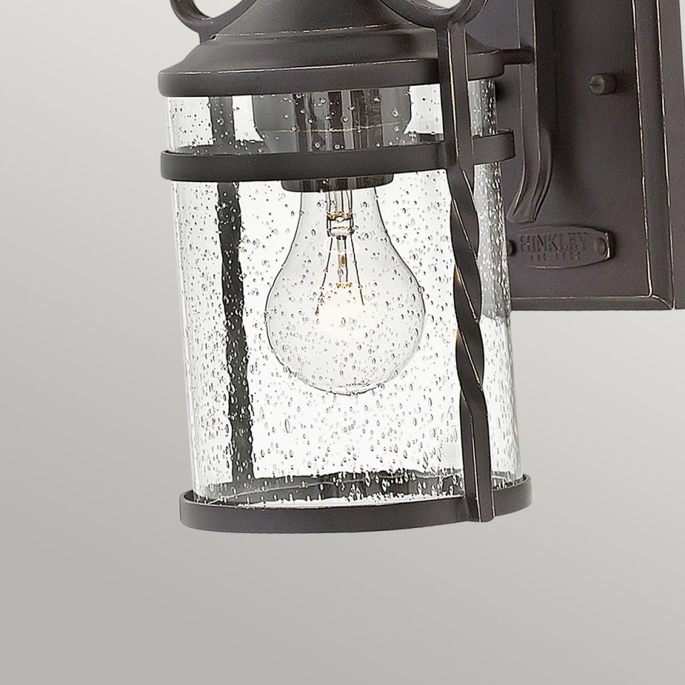 Casa 1-Lt Outdoor Wall Light Olde Black/Clear 33cm IP44