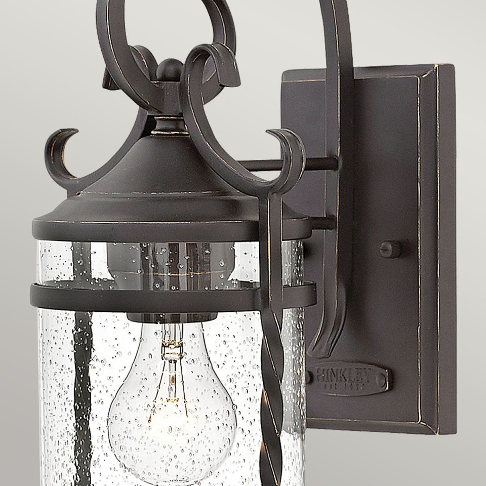 Casa 1-Lt Outdoor Wall Light Olde Black/Clear 33cm IP44
