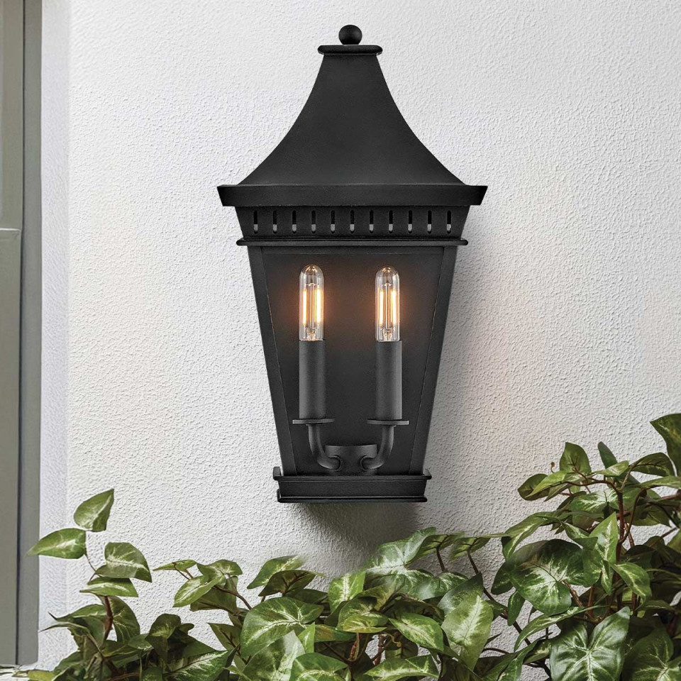 Chapel Hill 2-ljus utomhus halv vägglykta svart 39.4 cm Hinkley Lighting Chapel Hill 2-ljus utomhus halv vägglykta svart 39.4 cm