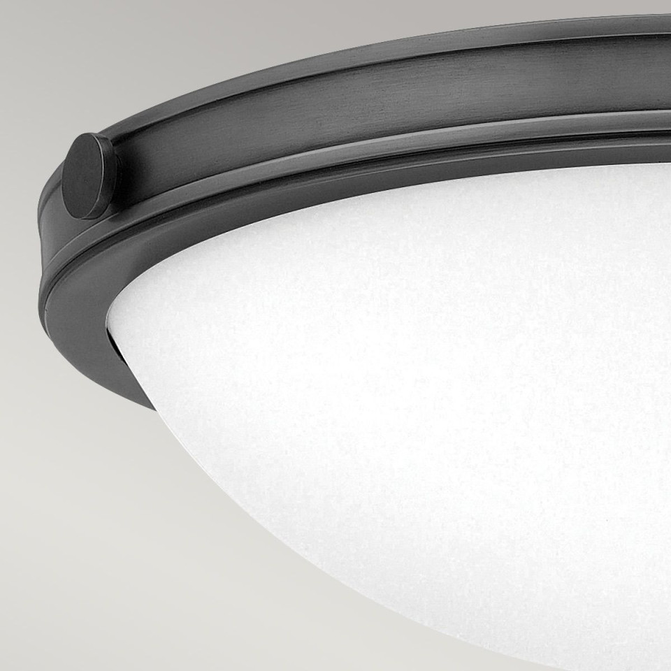 Collier 2-lt small flush ceiling light black oxide/off-white 34.6 cm Hinkley Lighting Collier 2-lt small flush ceiling light black oxide/off-white 34.6 cm