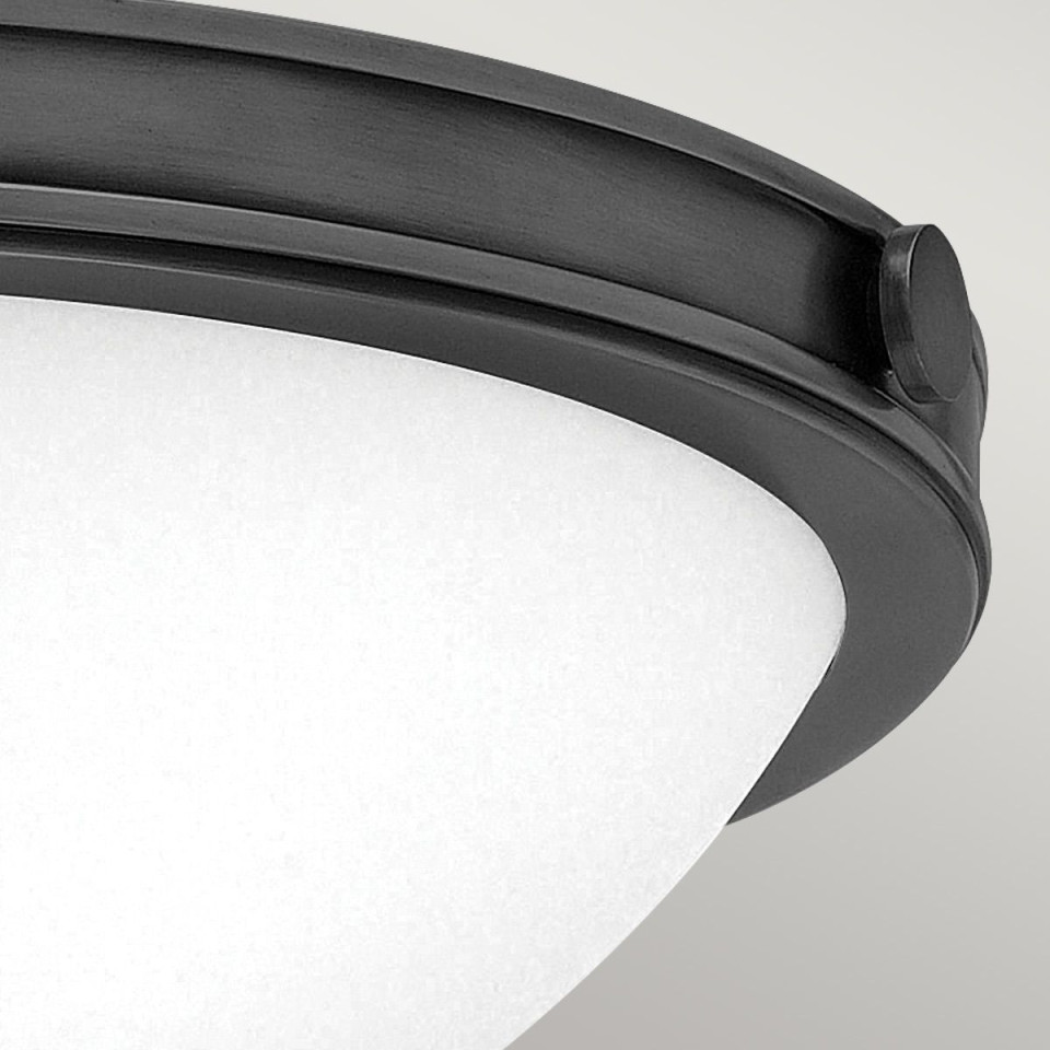 Collier 2-lt small flush ceiling light black oxide/off-white 34.6 cm Hinkley Lighting Collier 2-lt small flush ceiling light black oxide/off-white 34.6 cm