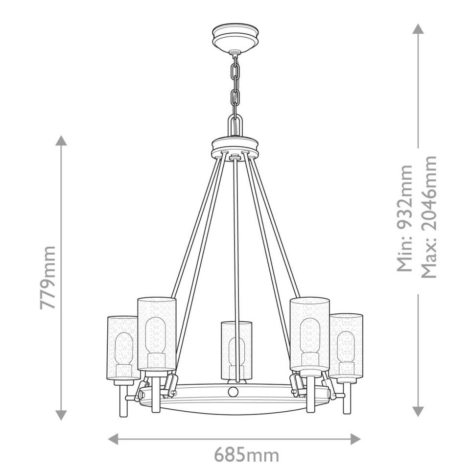 Collier 5-ljus ljuskrona svart oxid/klar/benvit 68,5 cm Hinkley Lighting Collier 5-ljus ljuskrona svart oxid/klar/benvit 68,5 cm
