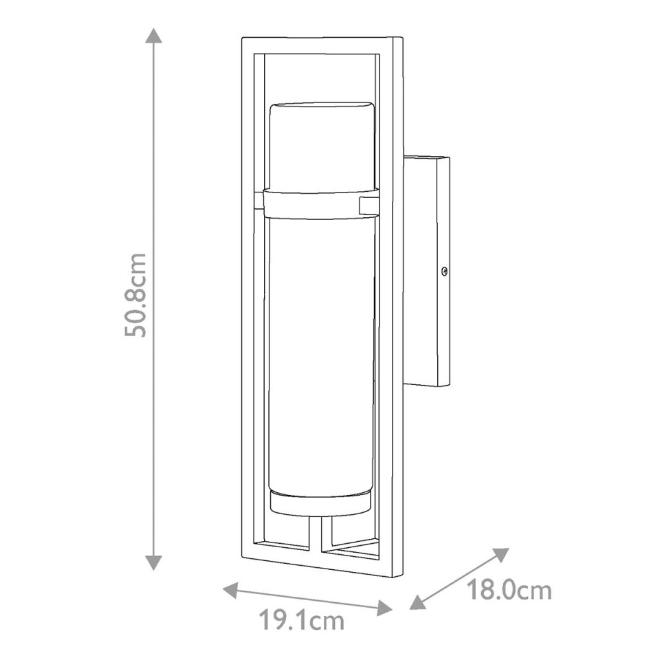 Cordillera 1-Lt Outdoor Wall Light Black/Clear 50.8cm IP44