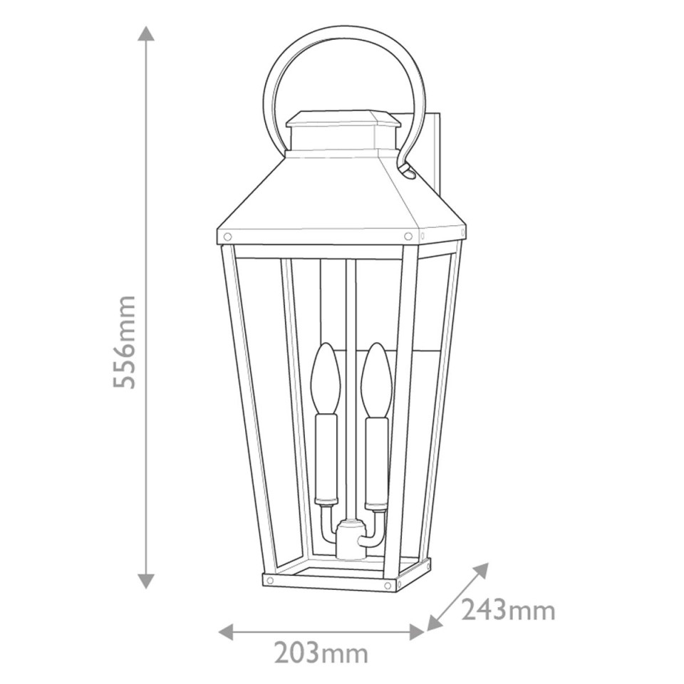 Dawson 2-ljus stor utomhusvägglykta svart/polerad brons 55,6 cm IP44 Hinkley Lighting Dawson 2-ljus stor utomhusvägglykta svart/polerad brons 55,6 cm IP44