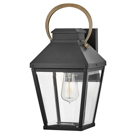 Dawson 1-ljus medium vägglykta för utomhusbruk svart/polerad brons 42,8 cm IP44 Dawson 1-ljus medium vägglykta för utomhusbruk svart/polerad brons 42,8 cm IP44