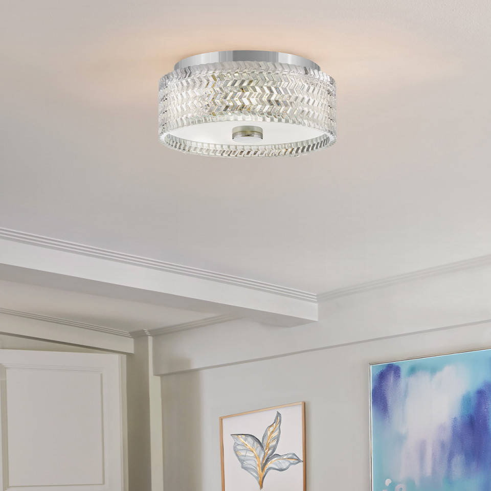 Elle 2-lt small flush ceiling light chrome 30.5 cm Hinkley Lighting Elle 2-lt small flush ceiling light chrome 30.5 cm