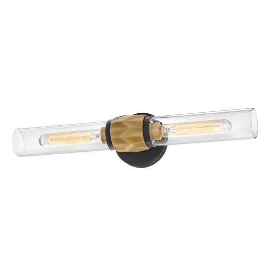 Ellison 2-ljus vägglampa svart/mässing 56,5 cm Ellison 2-ljus vägglampa svart/mässing 56,5 cm