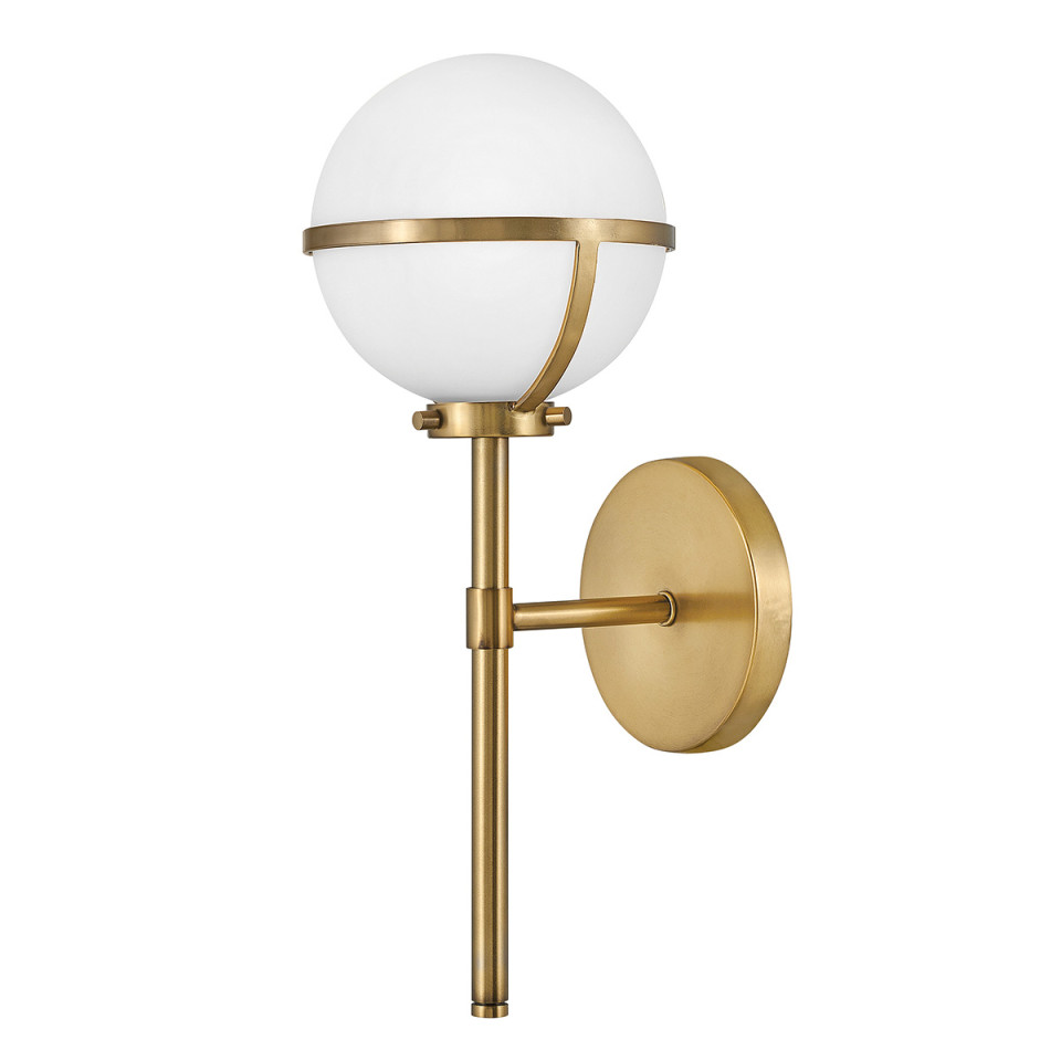 Hollis 1 Wall Lamp Brass/White 40.3cm IP44 Elstead Lighting Hollis 1 Wall Lamp Brass/White 40.3cm IP44