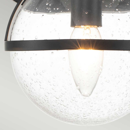 Hollis 3 vägglampa svart/klar 23cm IP44 Hollis 3 vägglampa svart/klar 23cm IP44