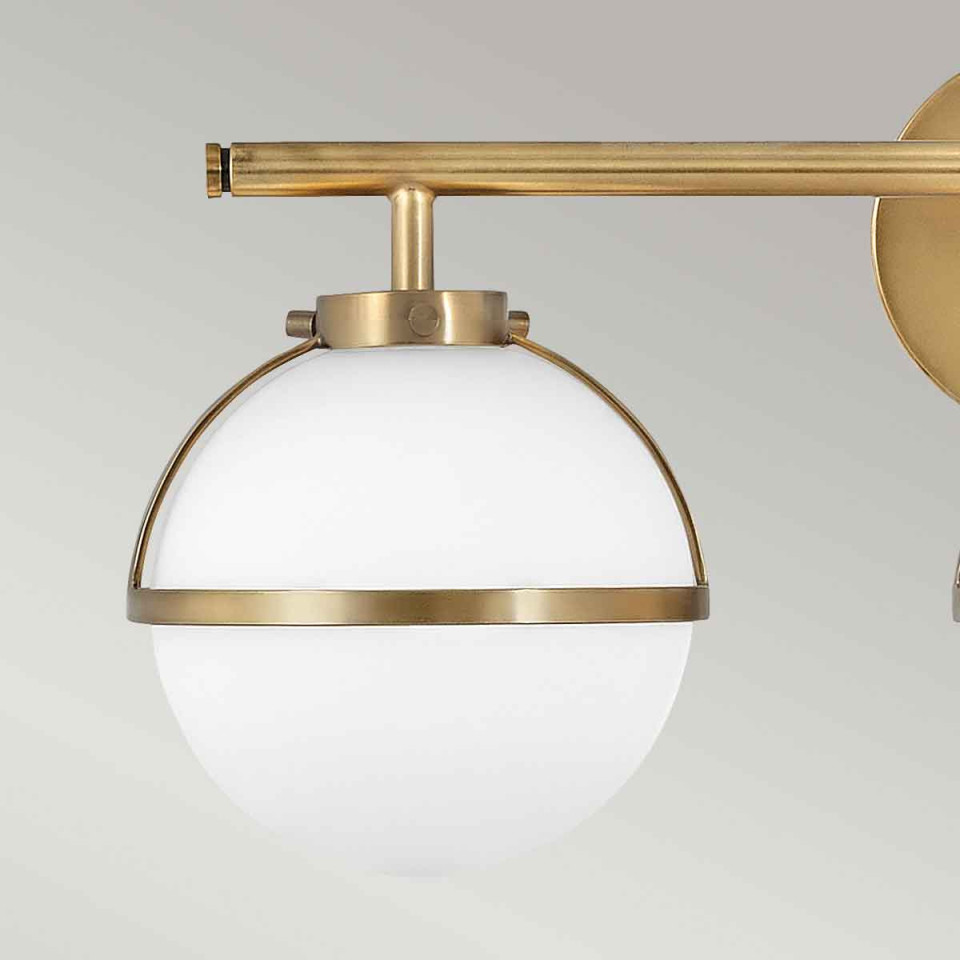Hollis 3 Wall Lamp Brass/White 23cm IP44 Elstead Lighting Hollis 3 Wall Lamp Brass/White 23cm IP44