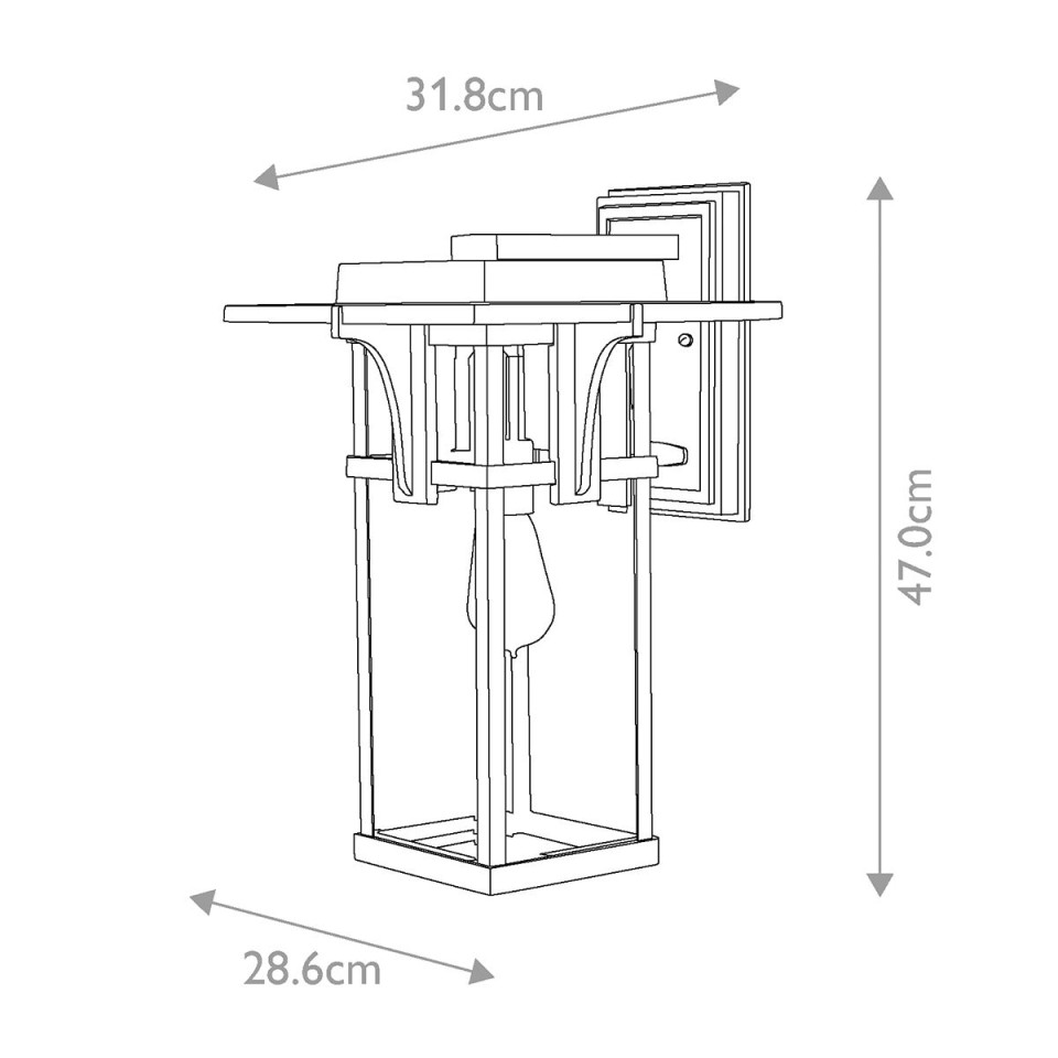 Manhattan 1-Lt stor utomhus vägglampa brons/klar 47 cm IP44