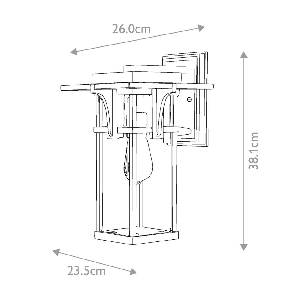 Manhattan 1-Lt Medium Outdoor Wall Light Bronze/Clear 38.1cm IP44