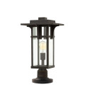 Manhattan 1-Lt Outdoor Pedestal Light Bronze/Clear 49cm IP44