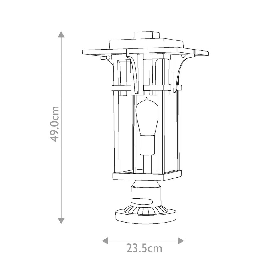 Manhattan 1-Lt Outdoor Pedestal Light Bronze/Clear 49cm IP44