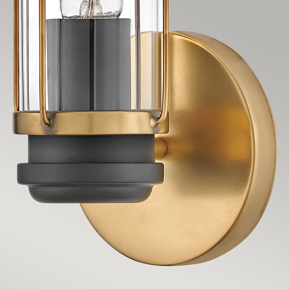 Masthead 1-Lt Bathroom Wall Light Heritage Brass/Black 35.1cm IP44