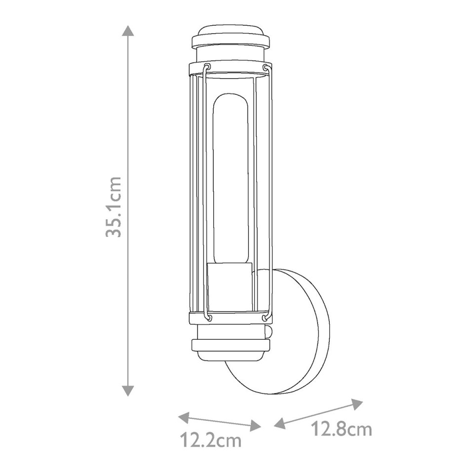 Masthead 1-Lt Bathroom Wall Light Heritage Brass/Black 35.1cm IP44