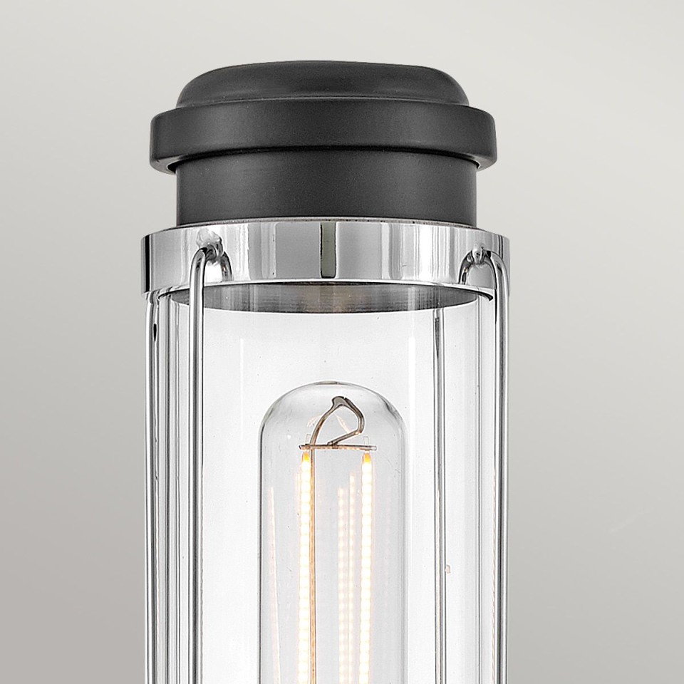 Masthead 1-Lt Bathroom Wall Light Polished Chrome/Black 35.1cm IP44