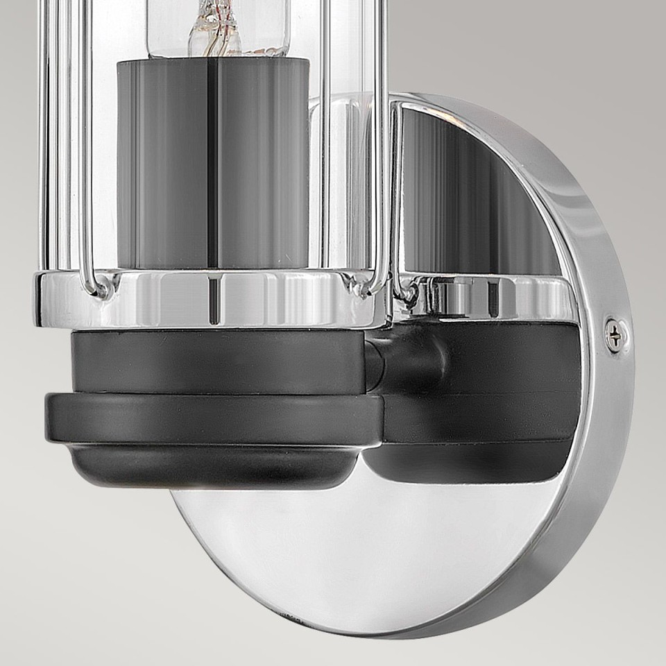 Masthead 1-Lt Bathroom Wall Light Polished Chrome/Black 35.1cm IP44