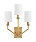 Moore 3-ljus vägglampa mässing/offwhite 48,3 cm