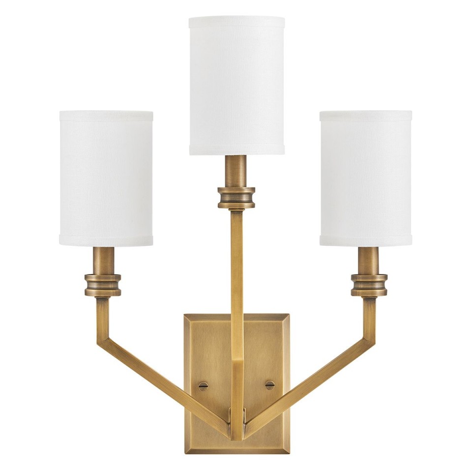 Moore 3-ljus vägglampa mässing/offwhite 48,3 cm