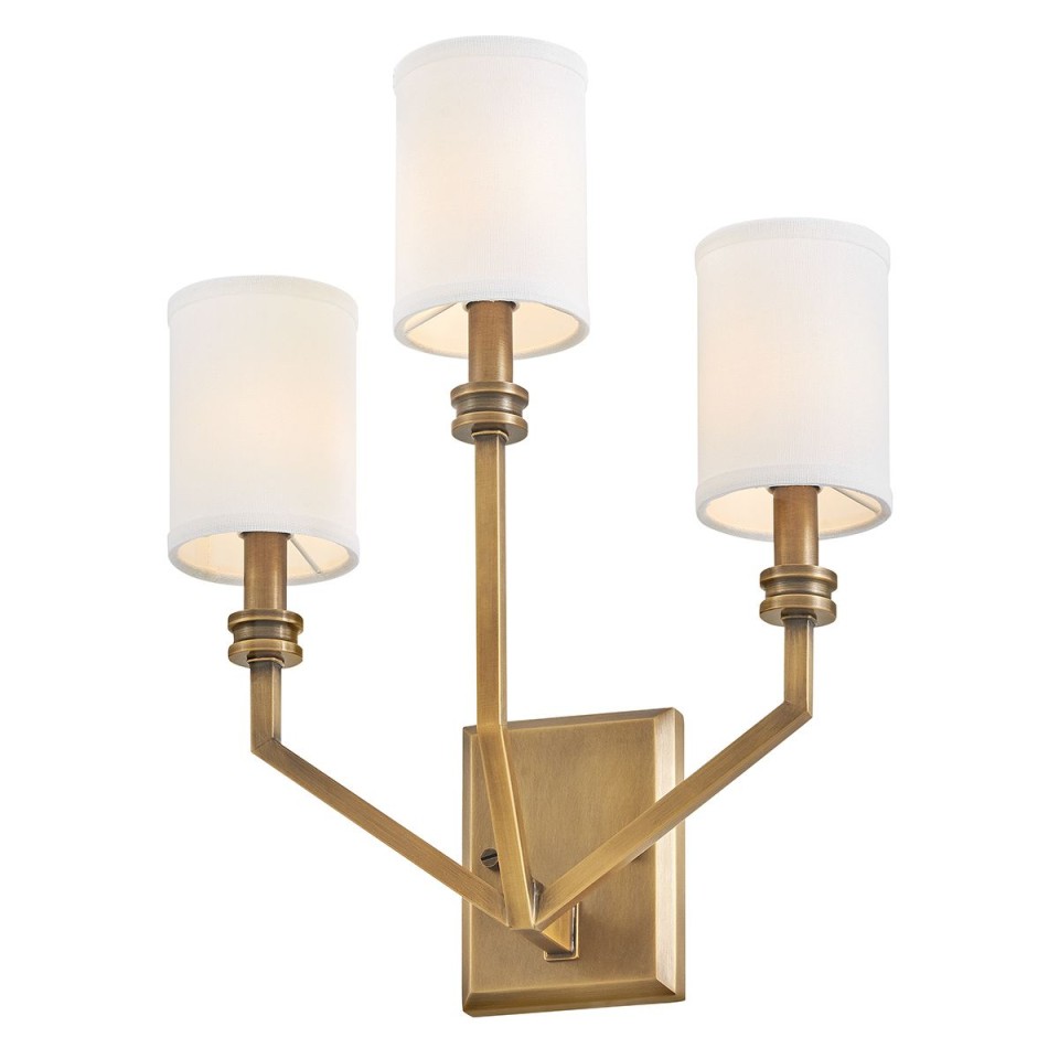 Moore 3-ljus vägglampa mässing/offwhite 48,3 cm
