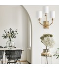 Moore 3-ljus vägglampa mässing/offwhite 48,3 cm