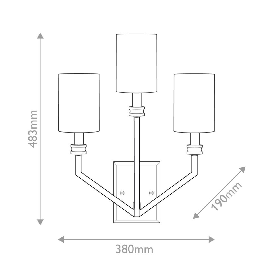 Moore 3-ljus vägglampa mässing/offwhite 48,3 cm