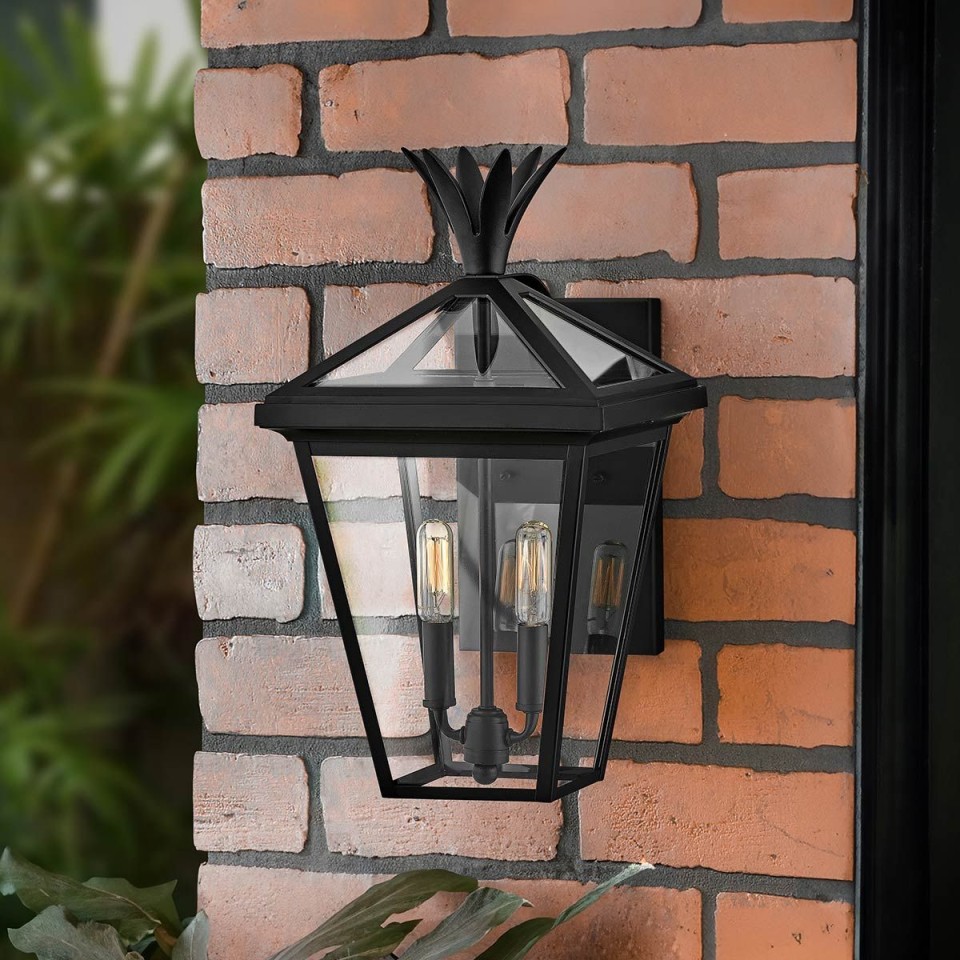 Palma 2-Lt utomhusvägglampa svart/klart glas 45,7cm IP44