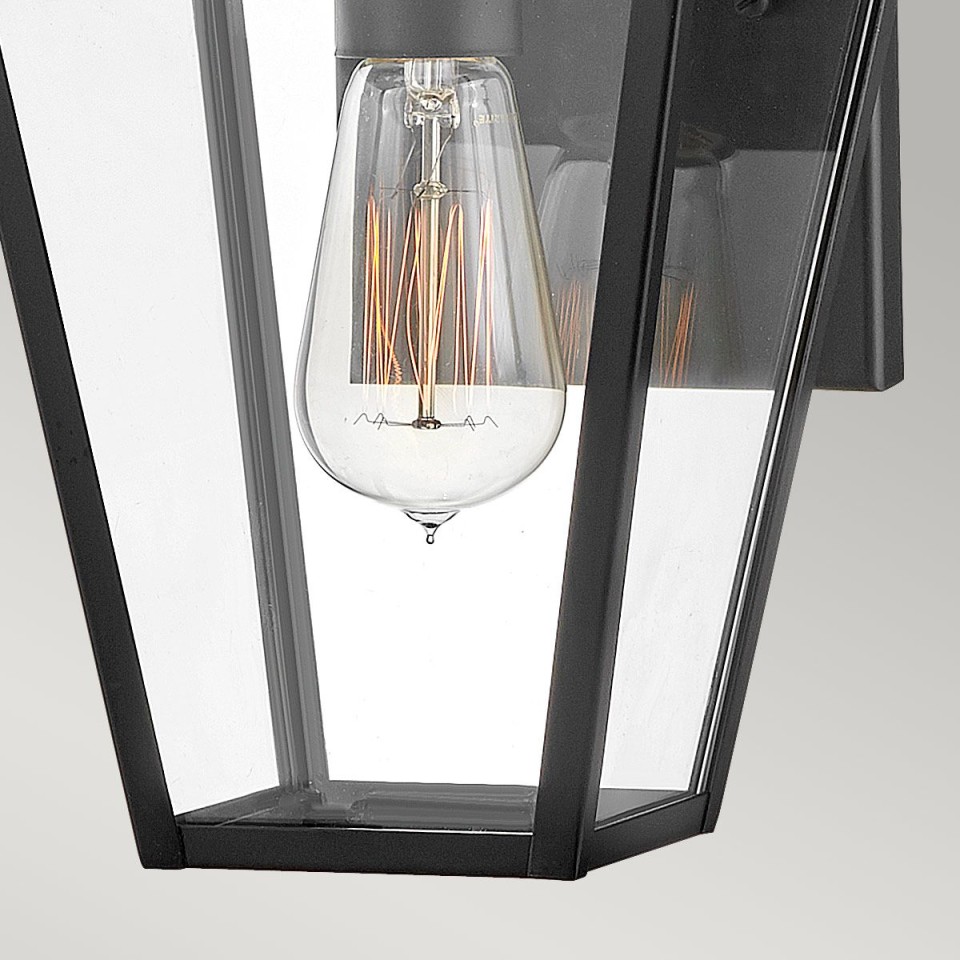 Palma 1-Lt Small Outdoor Wall Lantern Black/Clear 36.8cm IP44