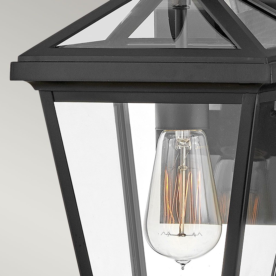 Palma 1-Lt Small Outdoor Wall Lantern Black/Clear 36.8cm IP44
