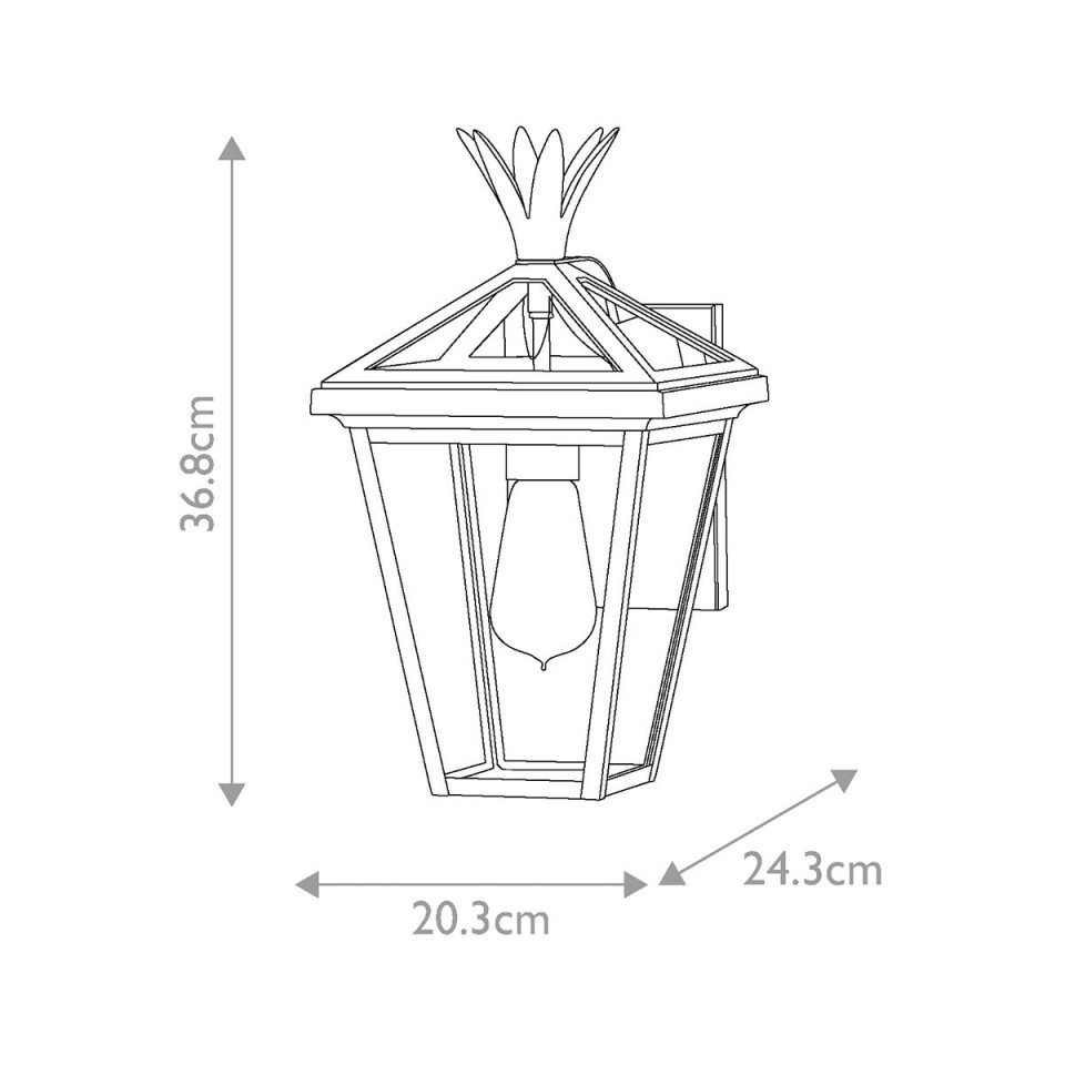 Palma 1-Lt Small Outdoor Wall Lantern Black/Clear 36.8cm IP44