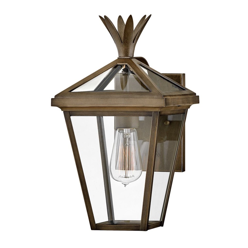 Palma 1-Lt Small Outdoor Wall Lantern Burnished Bronze/Clear 36.8cm IP44