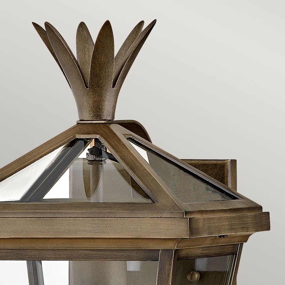 Palma 1-Lt Small Outdoor Wall Lantern Burnished Bronze/Clear 36.8cm IP44