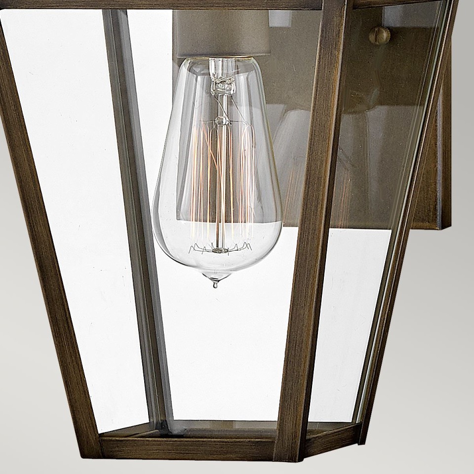 Palma 1-Lt Small Outdoor Wall Lantern Burnished Bronze/Clear 36.8cm IP44