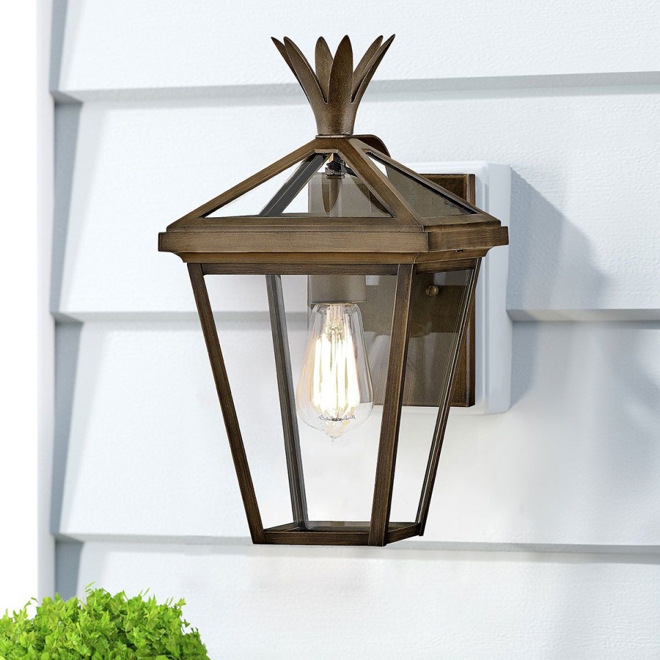 Palma 1-Lt Small Outdoor Wall Lantern Burnished Bronze/Clear 36.8cm IP44