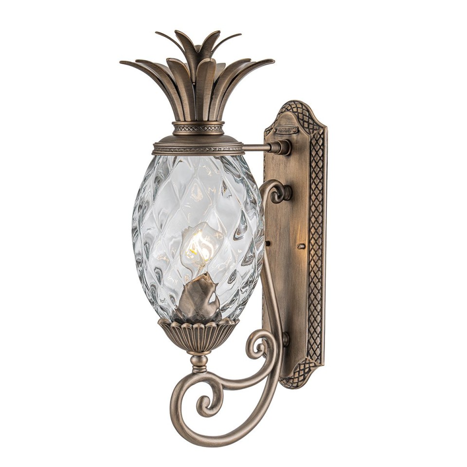 Plantation 1-Lt Medium Outdoor Wall Light Burnished Bronze/Glass 54.1cm IP44