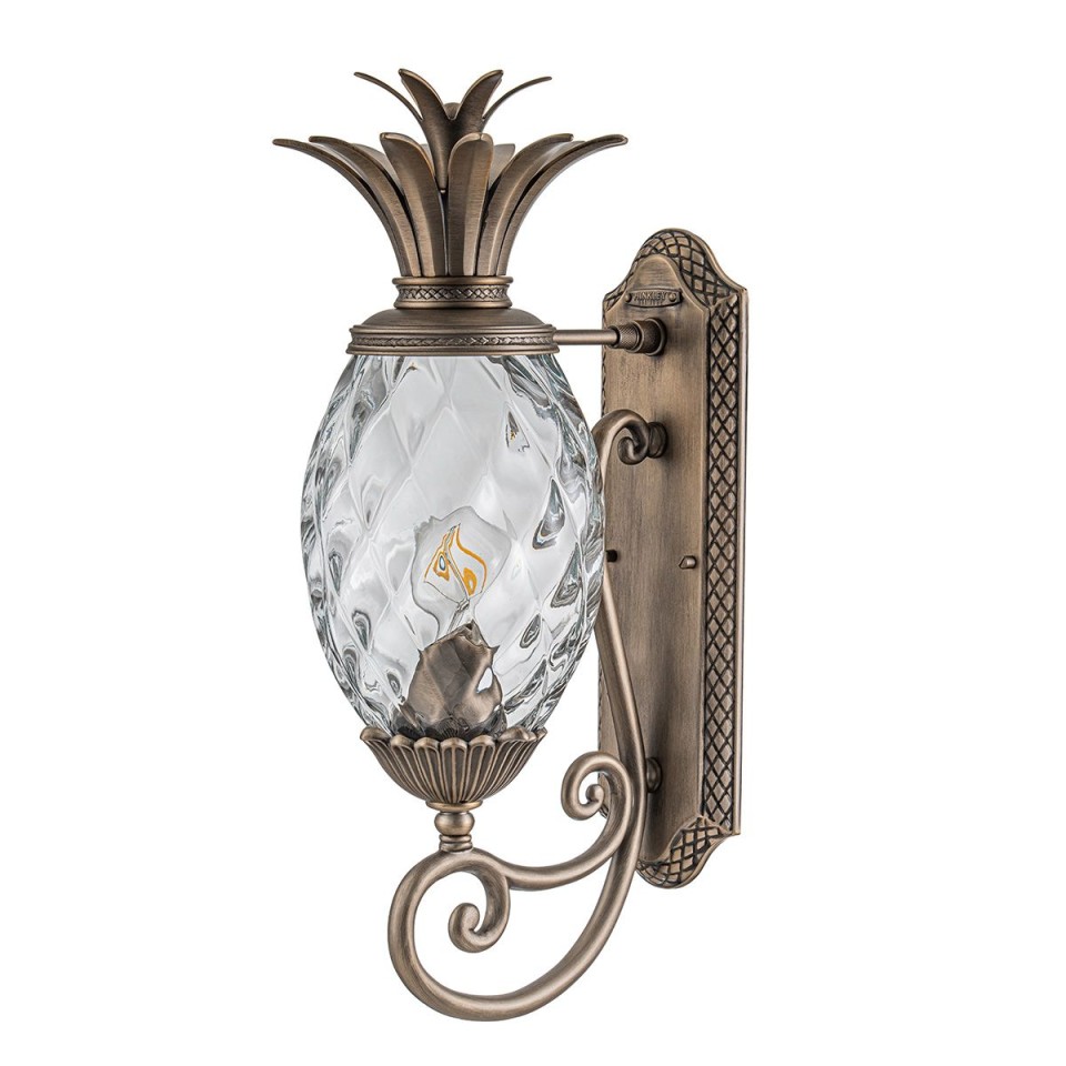 Plantation 1-Lt Medium Outdoor Wall Light Burnished Bronze/Glass 54.1cm IP44
