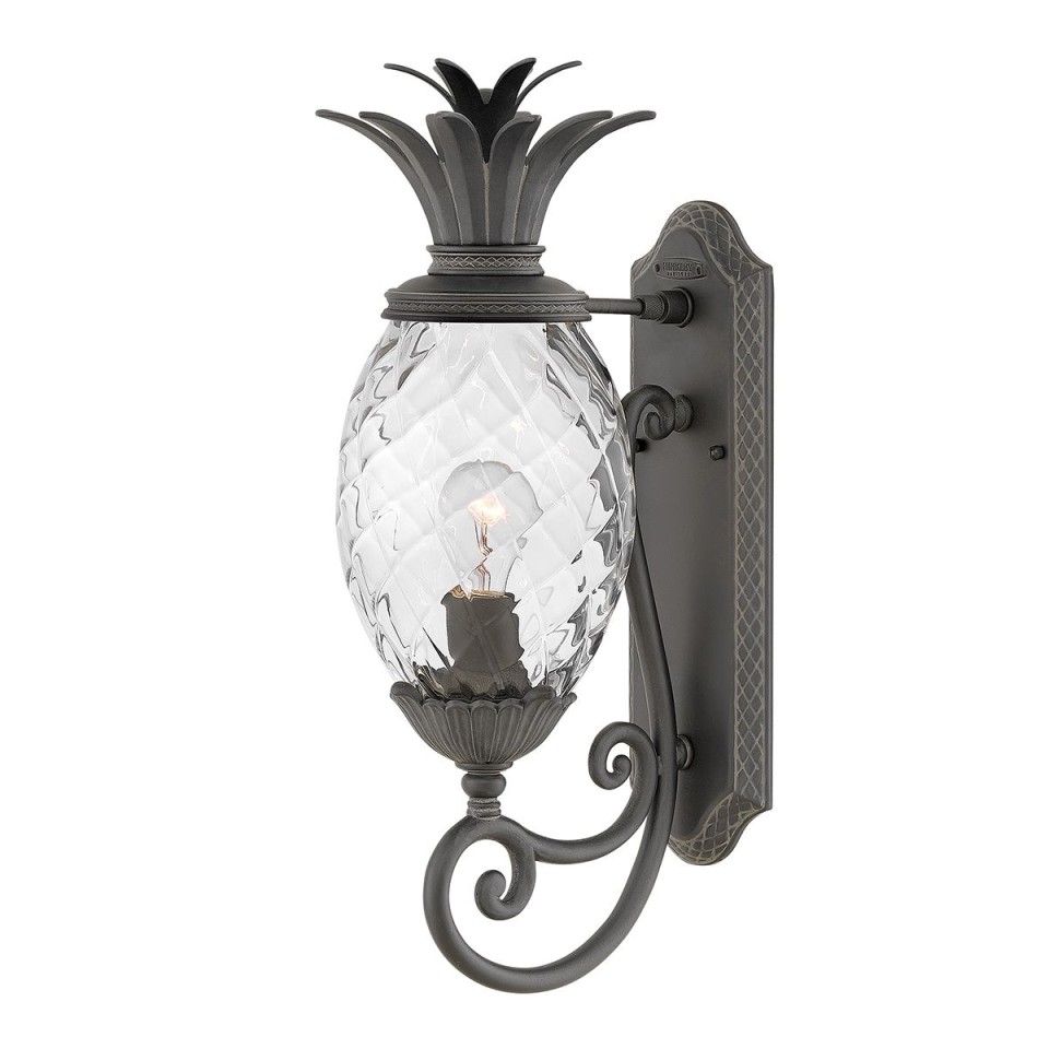 Plantation 1-Lt Medium Outdoor Wall Light Museum Black/Glass 54.1cm IP44