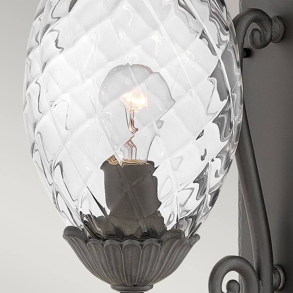 Plantation 1-Lt Medium Outdoor Wall Light Museum Black/Glass 54.1cm IP44