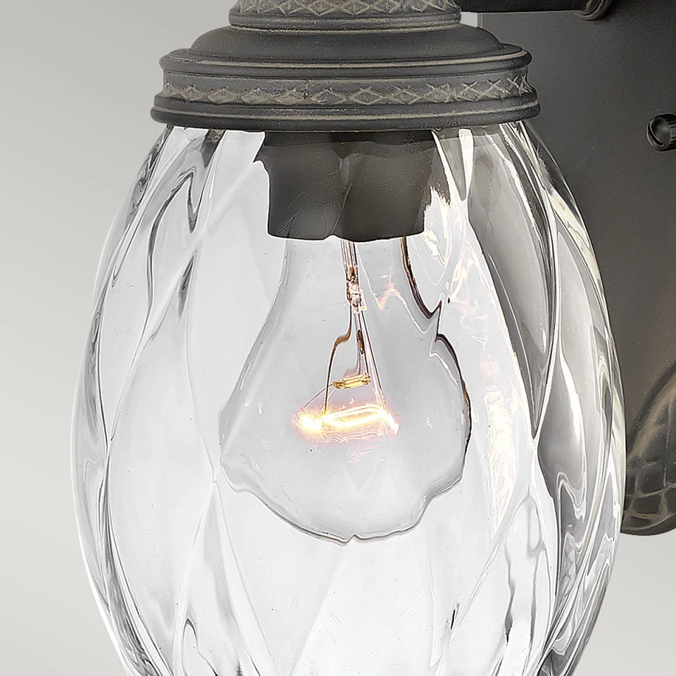 Plantation 1-Ljus Utomhusvägglampa Svart/Glas 35,6cm IP44